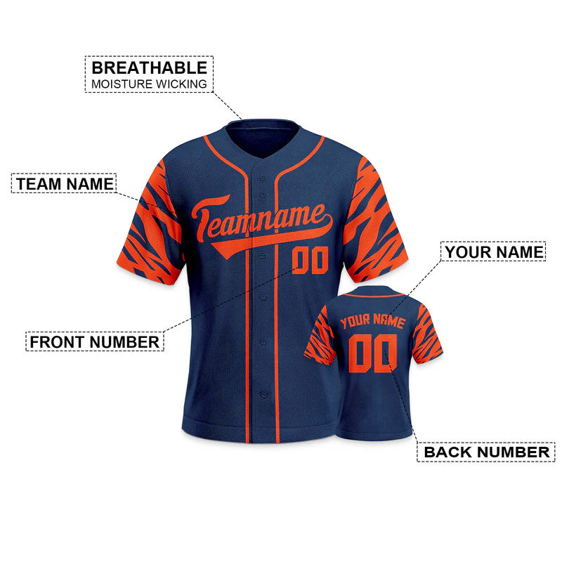 Custom Orange Navy Creative  Cool Concept Authentic Baseball Jersey